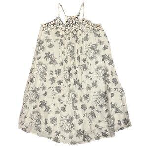 Hem & Thread Floral Dress Size Small Gray White Adjustable Spaghetti Straps
